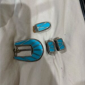 Turquoise Belt Buckle Set